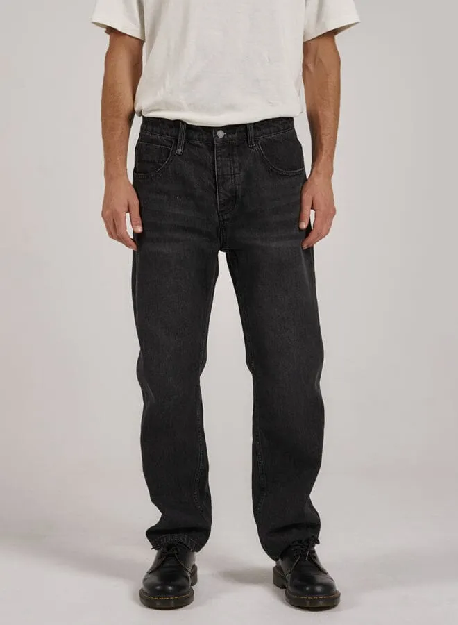 Mens Straight Line Denim Jean Smoke Black Thrills Denim