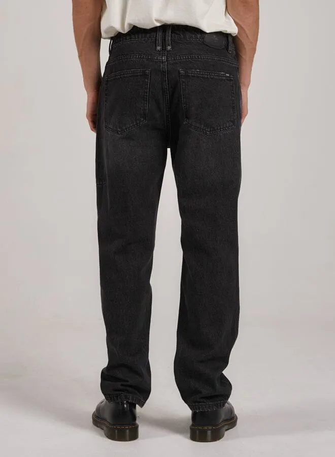 Mens Straight Line Denim Jean Smoke Black Thrills Denim