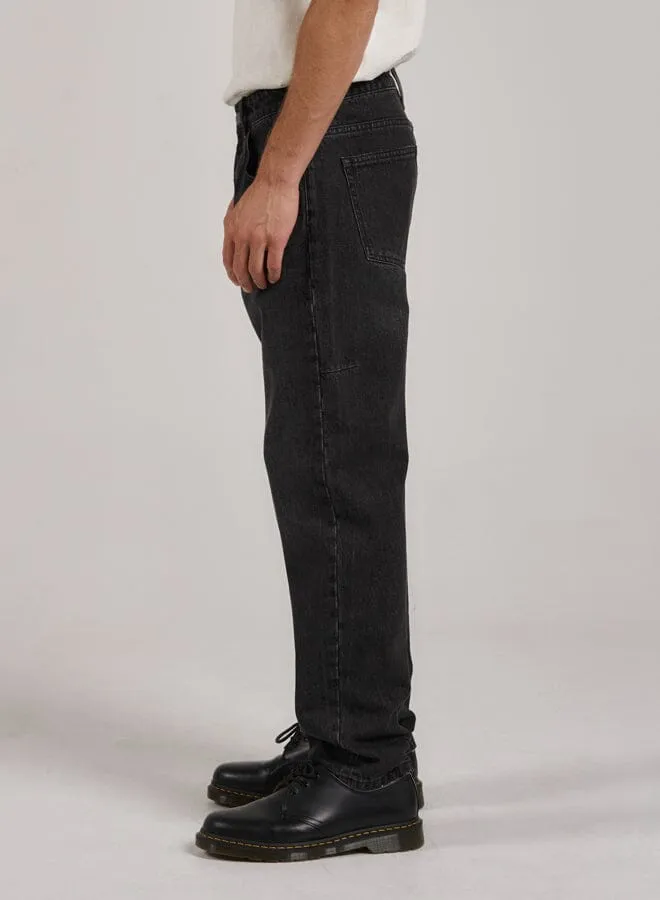 Mens Straight Line Denim Jean Smoke Black Thrills Denim