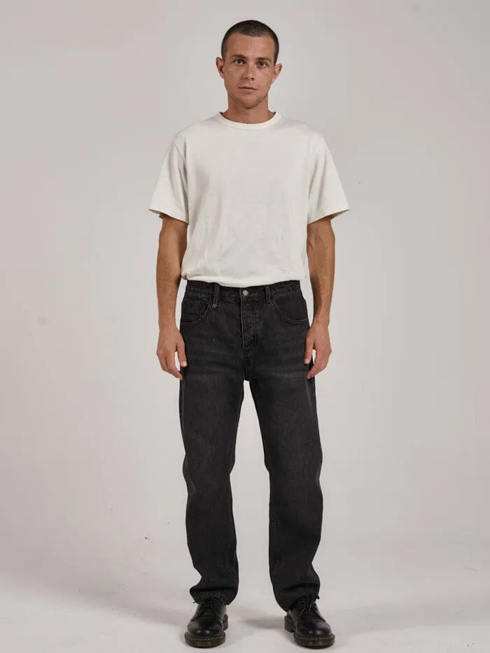 Mens Straight Line Denim Jean Smoke Black Thrills Denim