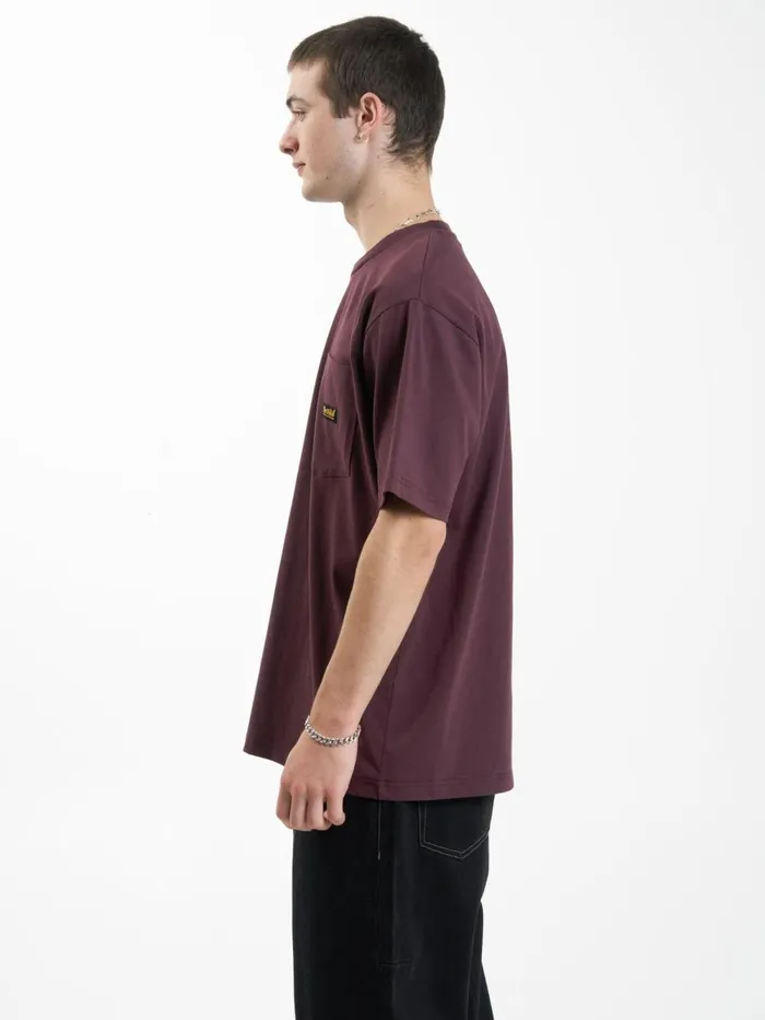 Mens Union Oversize Fit Pocket Tee Wine Thrills Tees and Tank Tops
