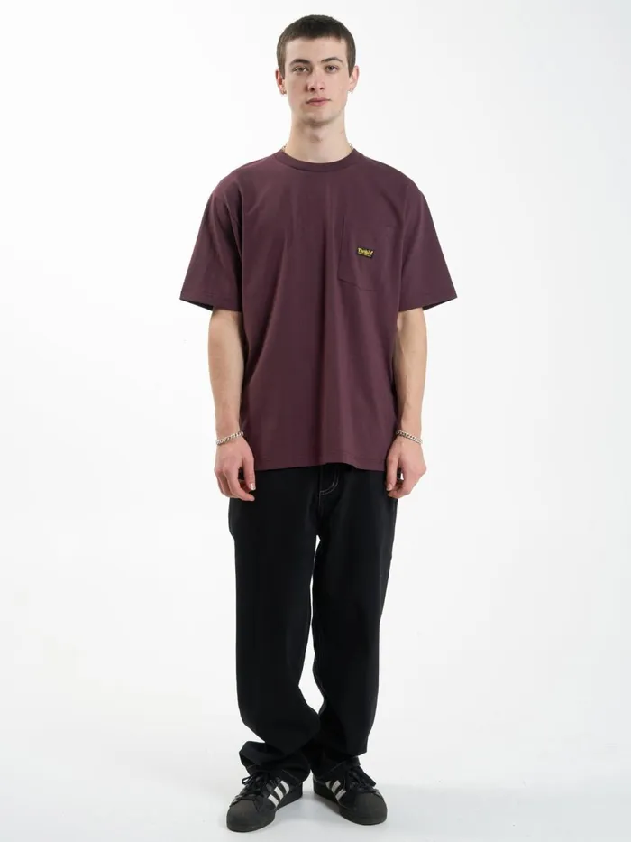 Mens Union Oversize Fit Pocket Tee Wine Thrills Tees and Tank Tops
