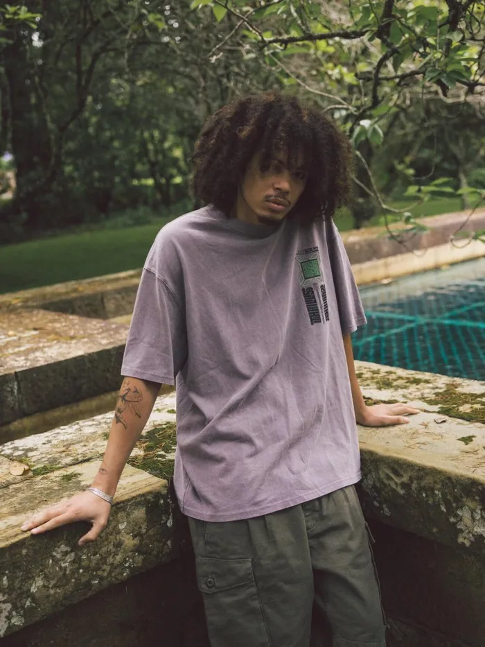 Mens Vibrations Box Fit Oversize Tee Mineral Gray Thrills Tees and Tank Tops