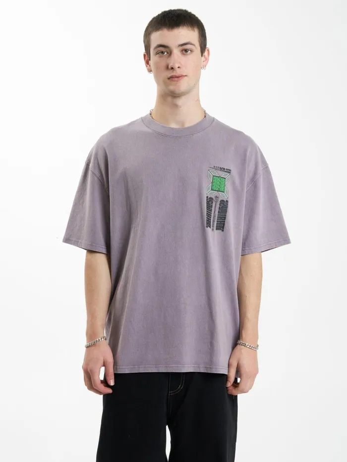 Mens Vibrations Box Fit Oversize Tee Mineral Gray Thrills Tees and Tank Tops