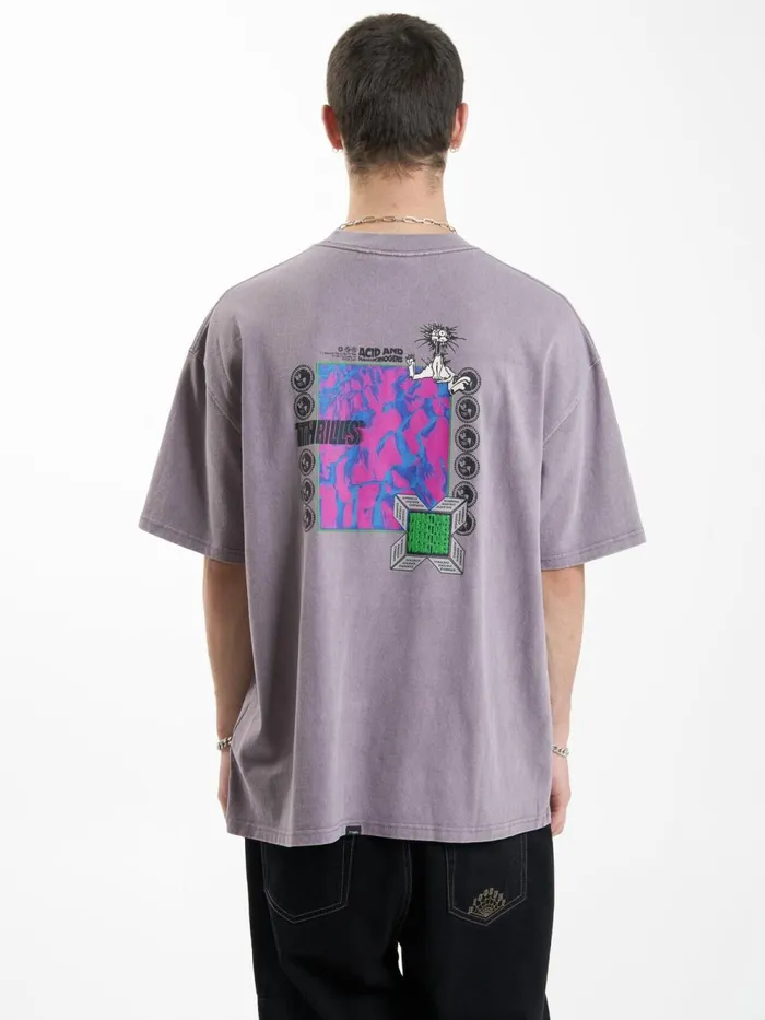 Mens Vibrations Box Fit Oversize Tee Mineral Gray Thrills Tees and Tank Tops