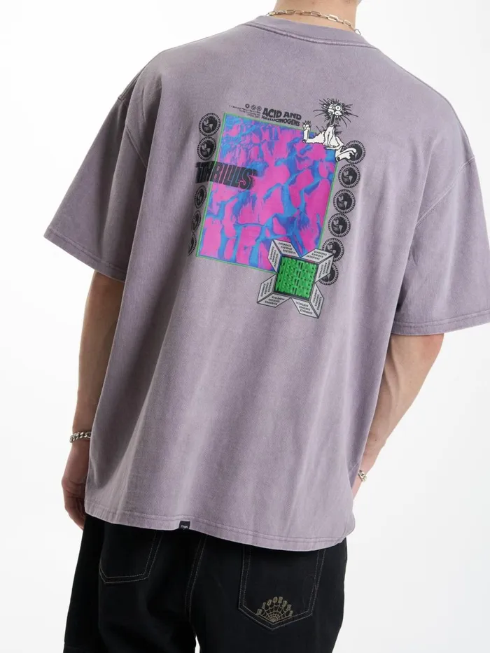 Mens Vibrations Box Fit Oversize Tee Mineral Gray Thrills Tees and Tank Tops