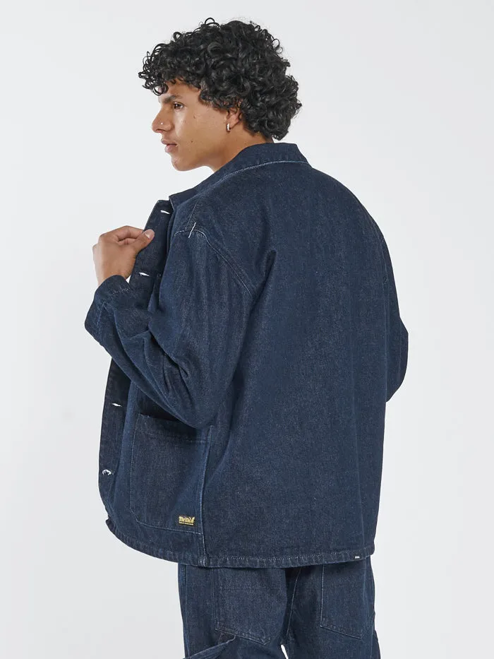 Mens Work Shop Jacket Indigo Rinse Thrills Denim