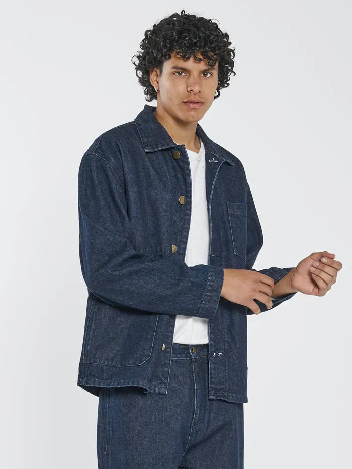 Mens Work Shop Jacket Indigo Rinse Thrills Denim