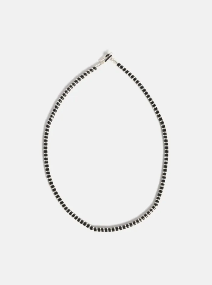 Mikia Heishi Hematite Necklace In JetHematiteSterling Silver Men Universal Works Jewellery