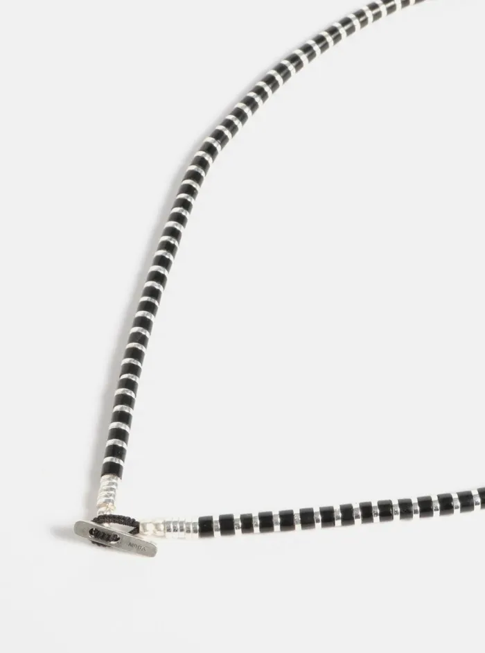 Mikia Heishi Hematite Necklace In JetHematiteSterling Silver Men Universal Works Jewellery