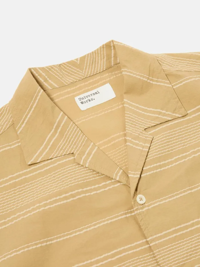 Minari Shirt In Sand Textured Stripe Men Universal Works Shirts