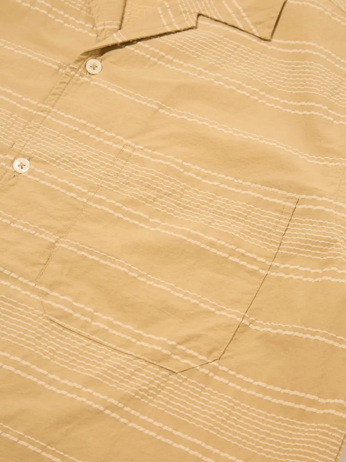 Minari Shirt In Sand Textured Stripe Men Universal Works Shirts