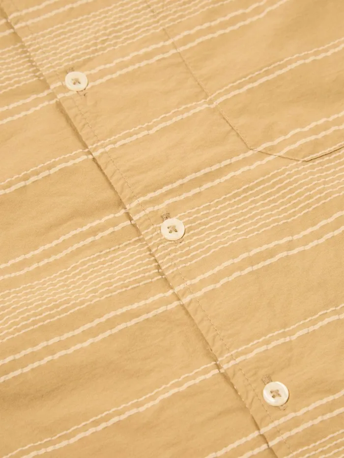 Minari Shirt In Sand Textured Stripe Men Universal Works Shirts
