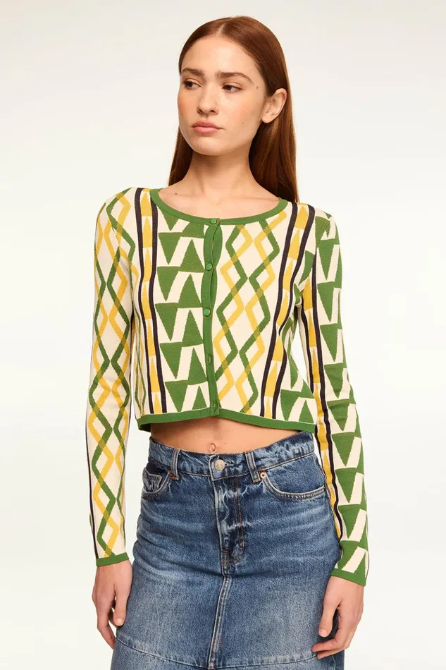 MISA Los Angeles BATISTA CARDIGAN Limoncello Geo Jacquard Women Tops