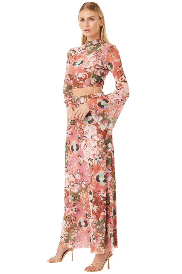 MISA Los Angeles EBBA TOP Resort Batik Mesh Women Tops