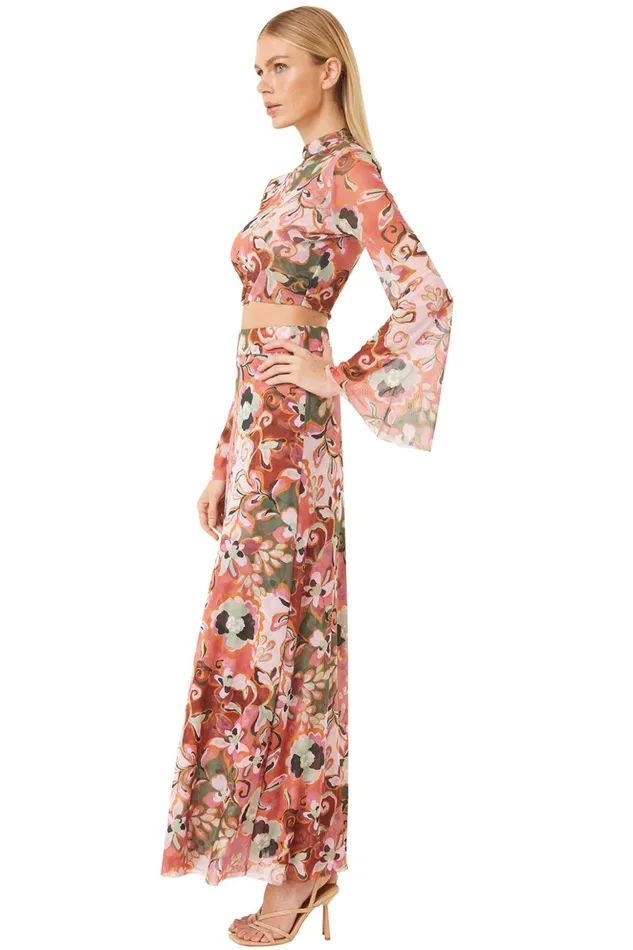 MISA Los Angeles EBBA TOP Resort Batik Mesh Women Tops