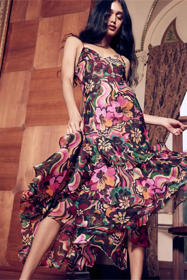 MISA Los Angeles MARISA DRESS Flora Groove Chiffon Women Dresses