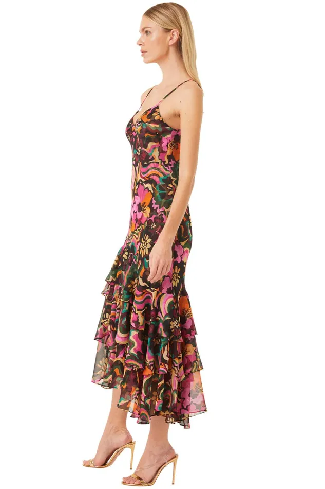MISA Los Angeles MARISA DRESS Flora Groove Chiffon Women Dresses