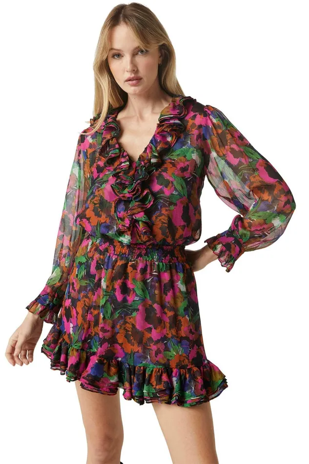MISA Los Angeles MIRANDA SKIRT Jewel Tone Flora Women Skirts and Shorts
