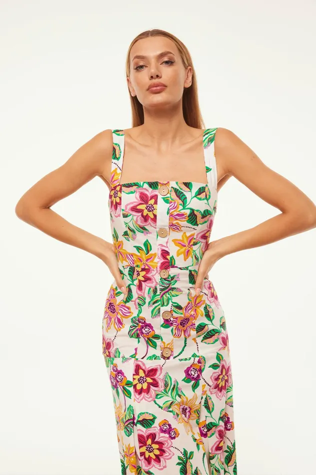 MISA Los Angeles SILVANA DRESS Flora Exotica Cotton Poplin Women Dresses