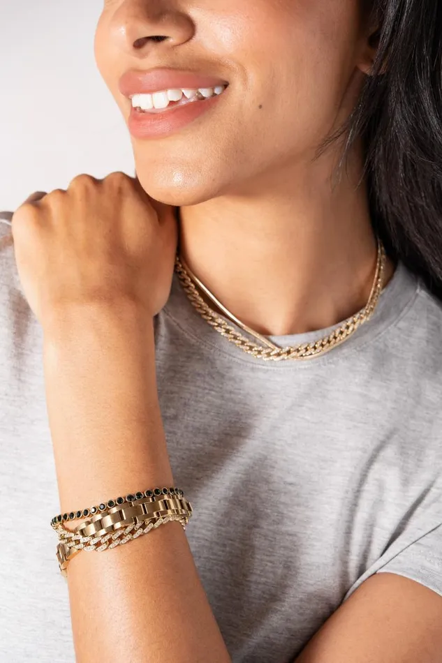 Necklaces Women Alex And Ani Crystal Pave Curb Chain Necklace Stainless Steel Gold