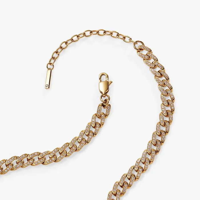 Necklaces Women Alex And Ani Crystal Pave Curb Chain Necklace Stainless Steel Gold