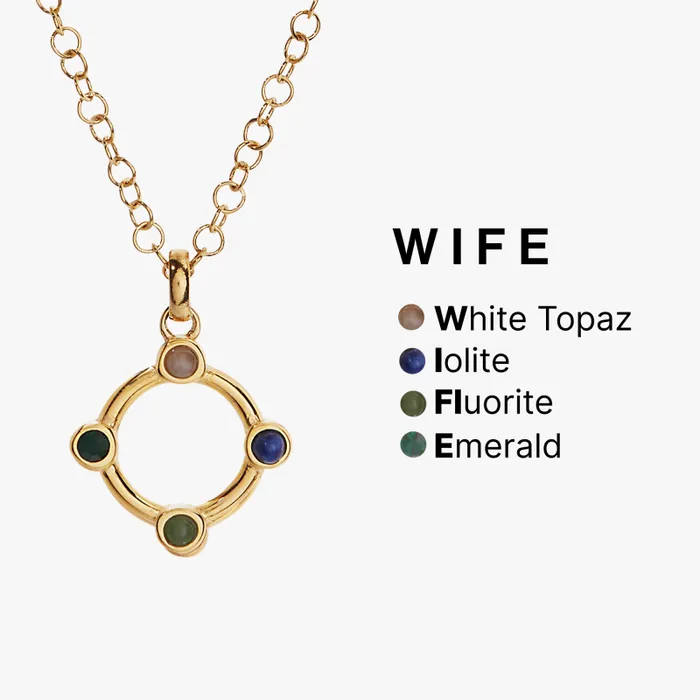Necklaces Women Alex And Ani Hidden Message 039Wife039 Crystal Necklace Stainless Steel Gold