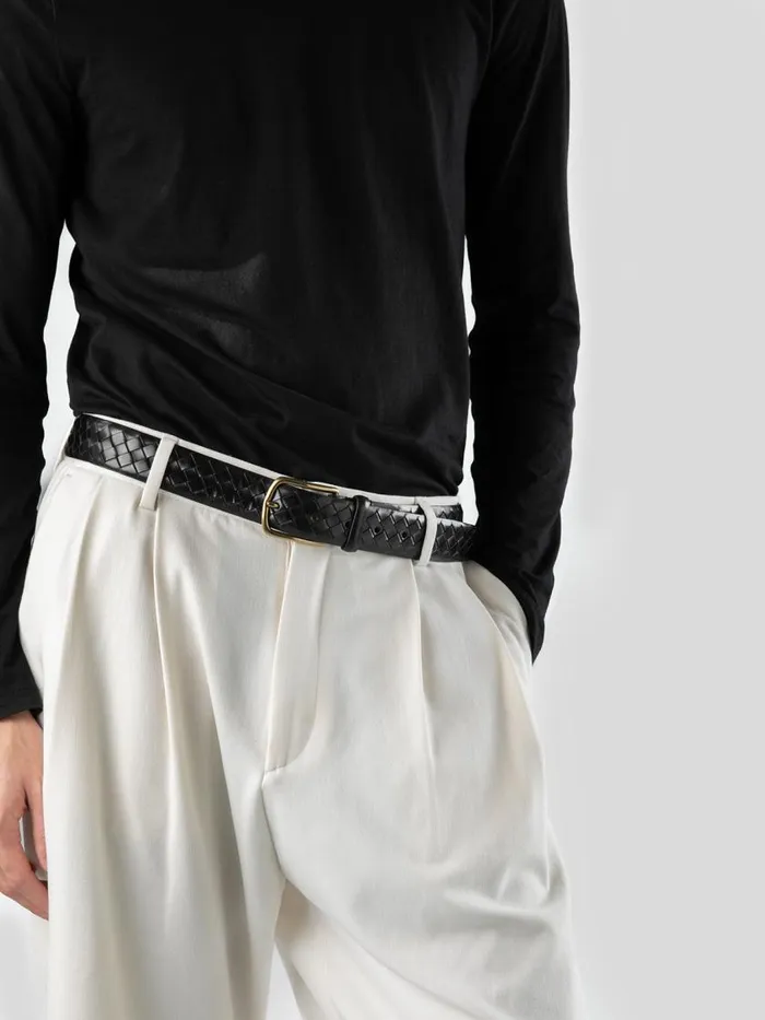 Officine Creative Belts OC STRIP 28 Nero Black Leather Belt 8211 Men