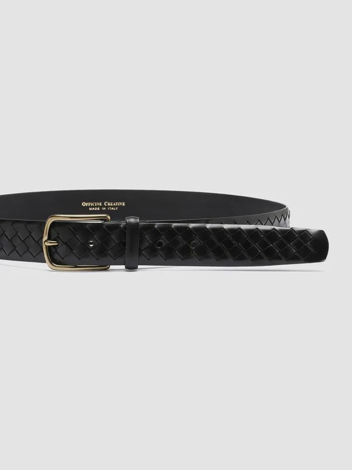 Officine Creative Belts OC STRIP 28 Nero Black Leather Belt 8211 Men