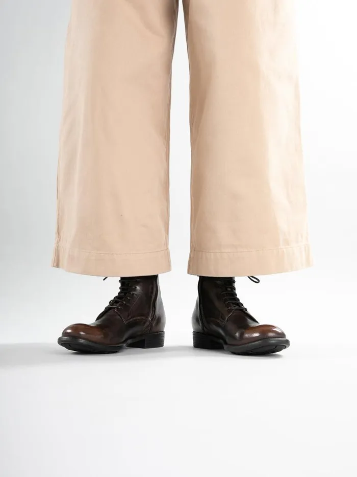 Officine Creative Boots and Booties CALIXTE 002 Ebano Brown Zipped Leather Booties 8211 Women Officine Creative Boots and Booties CALIXTE 002 Ebano Brown Zipped Leather Booties 8211 Women