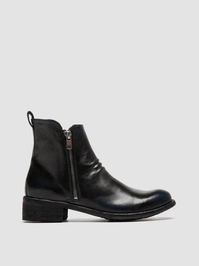 Officine Creative Boots and Booties LISON 040 NavytoneSupernero Navy Leather Zip Boots 8211 Women