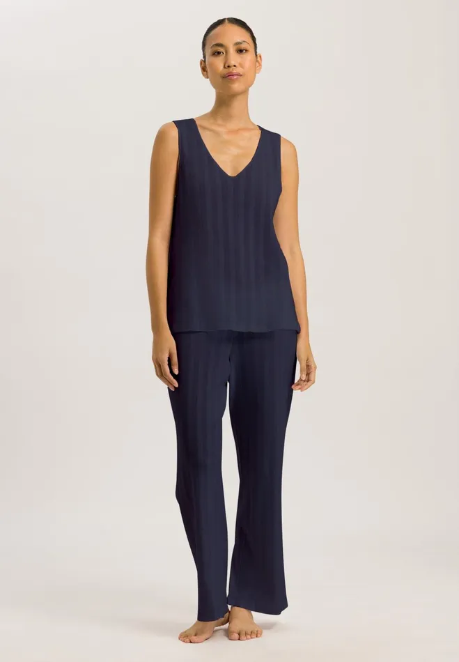 Organic Cotton Tank Pajama Set Deep Navy Women HANRO Pajama Sets