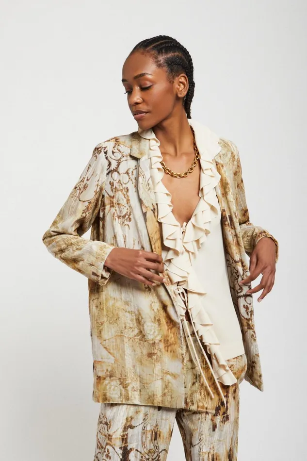 Ottod039Ame Patterned Blazer Women Blazers and Jackets