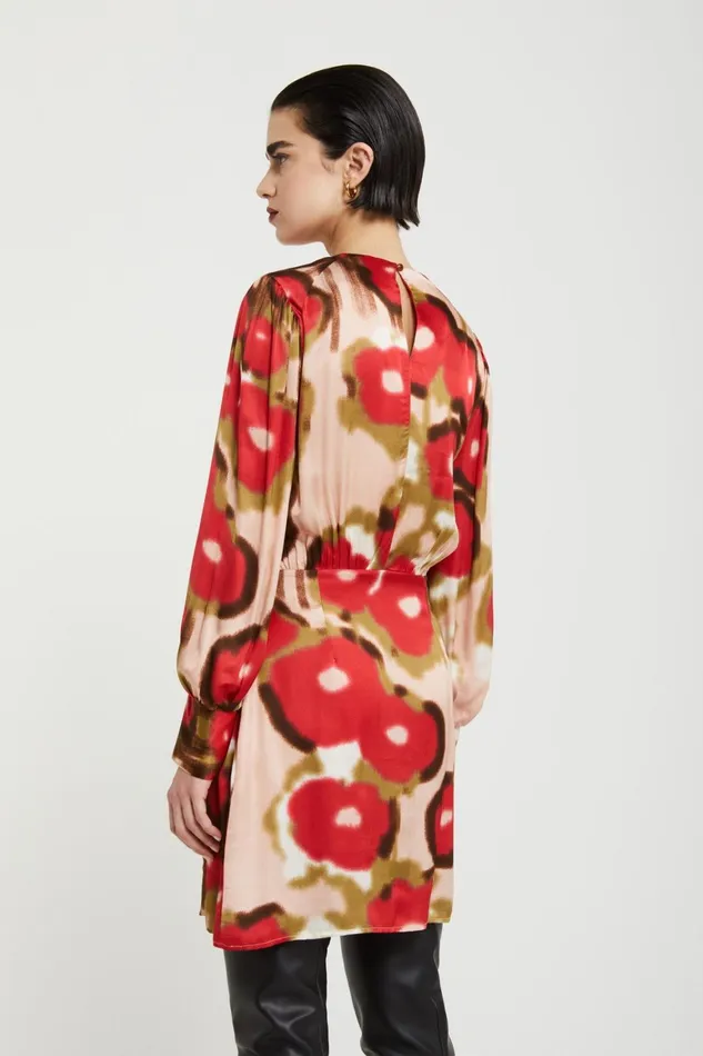 Ottod039Ame Printed Viscose Dress With Pleats Women Dresses