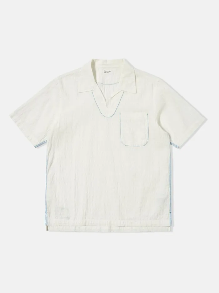 Overhead Shirt In Ecru Dolly Stripe Men Universal Works Shirts