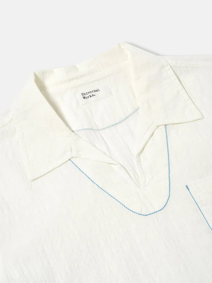 Overhead Shirt In Ecru Dolly Stripe Men Universal Works Shirts