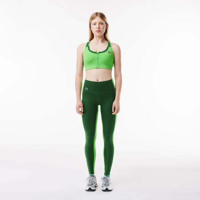 Pants and Leggings Women Lacoste Women039s Colorblock UltraDry Leggings Green Iv6