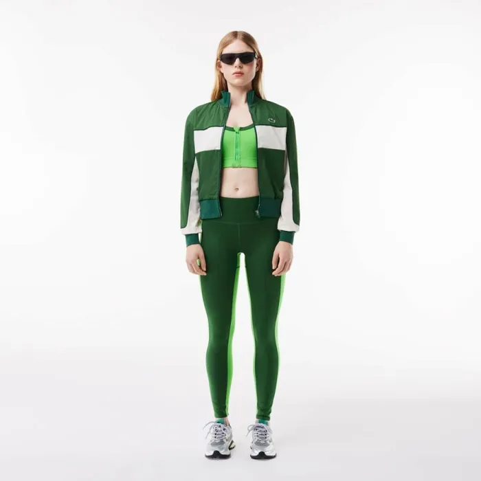 Pants and Leggings Women Lacoste Women039s Colorblock UltraDry Leggings Green Iv6