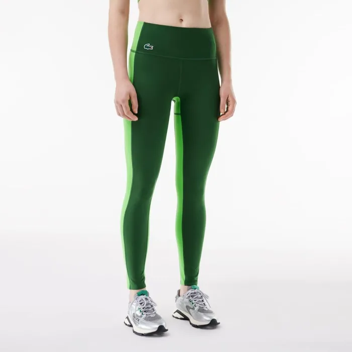 Pants and Leggings Women Lacoste Women039s Colorblock UltraDry Leggings Green Iv6