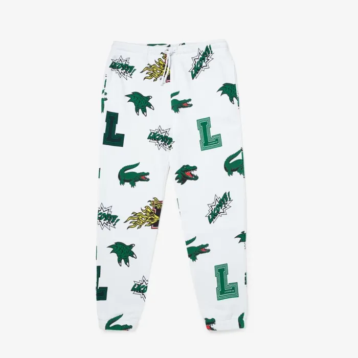 Pants and Leggings Women Lacoste Women039s Comic Print Sweatpants White 001