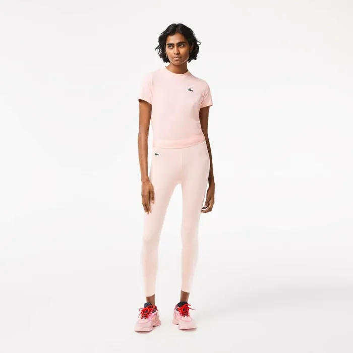 Pants and Leggings Women Lacoste Womens SPORT 78 Length Recycled Polyester Leggings Waterlily Pink Kf9
