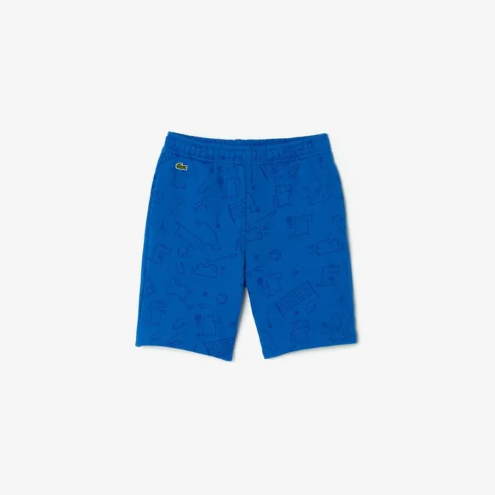 Pants and Shorts Kids Lacoste Kids039 Croc Motif Fleece Shorts Ladigue Blue Ixw