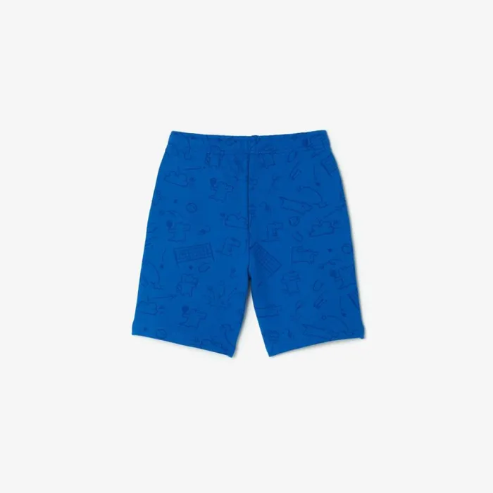 Pants and Shorts Kids Lacoste Kids039 Croc Motif Fleece Shorts Ladigue Blue Ixw