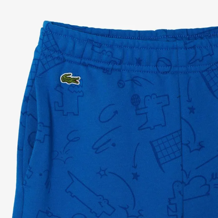 Pants and Shorts Kids Lacoste Kids039 Croc Motif Fleece Shorts Ladigue Blue Ixw