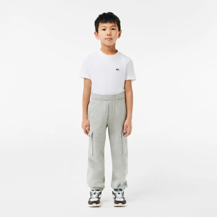 Pants and Shorts Kids Lacoste Kids039 Fleece Cargo Sweatpants Grey Chine Cca