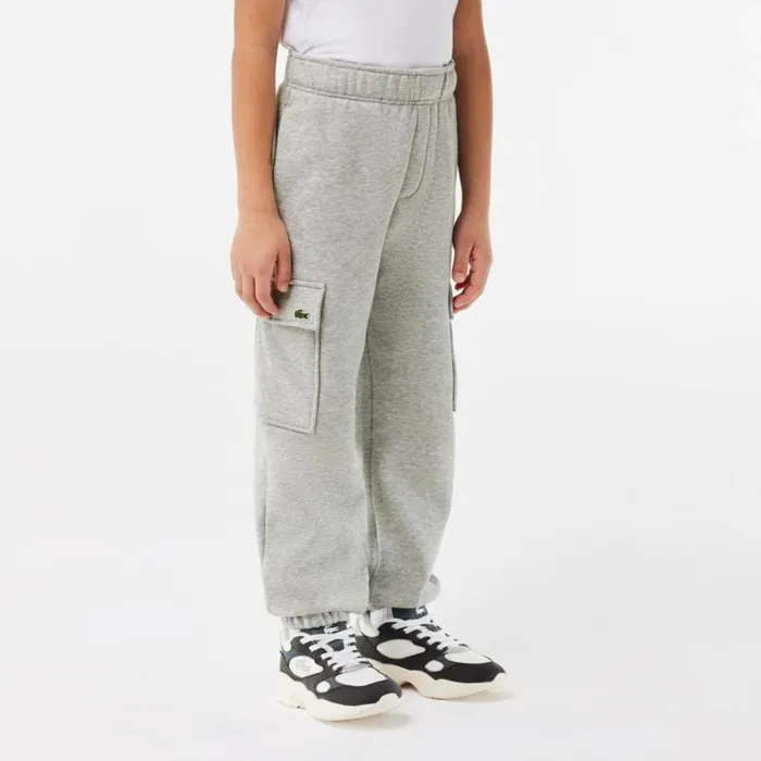 Pants and Shorts Kids Lacoste Kids039 Fleece Cargo Sweatpants Grey Chine Cca