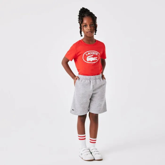 Pants and Shorts Kids Lacoste Kids039 Organic Brushed Cotton Fleece Shorts Grey Chine Cca
