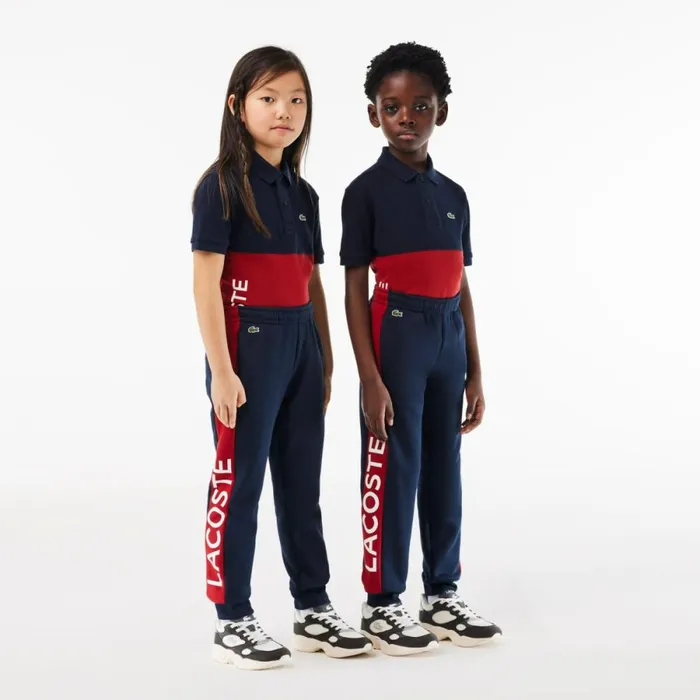 Pants and Shorts Kids Lacoste Kids Organic Cotton Blend Sweatpants Navy Blue Bordeaux Isv