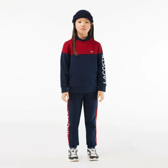 Pants and Shorts Kids Lacoste Kids Organic Cotton Blend Sweatpants Navy Blue Bordeaux Isv