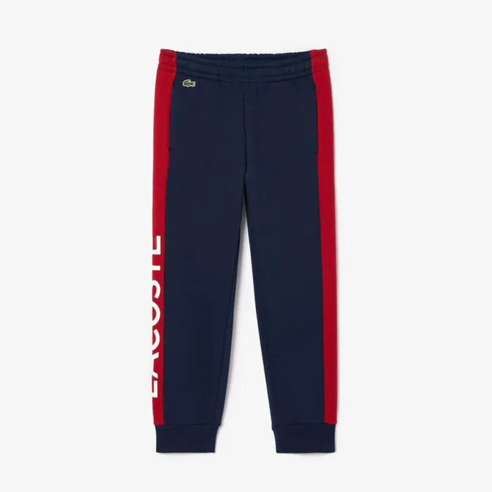 Pants and Shorts Kids Lacoste Kids Organic Cotton Blend Sweatpants Navy Blue Bordeaux Isv